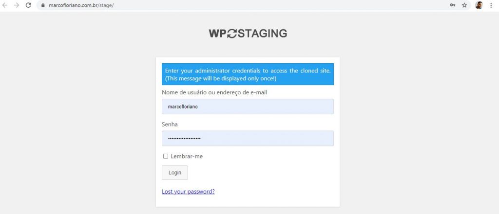 Meu site copiado solicitando minhas credenciais salvas do site anterior